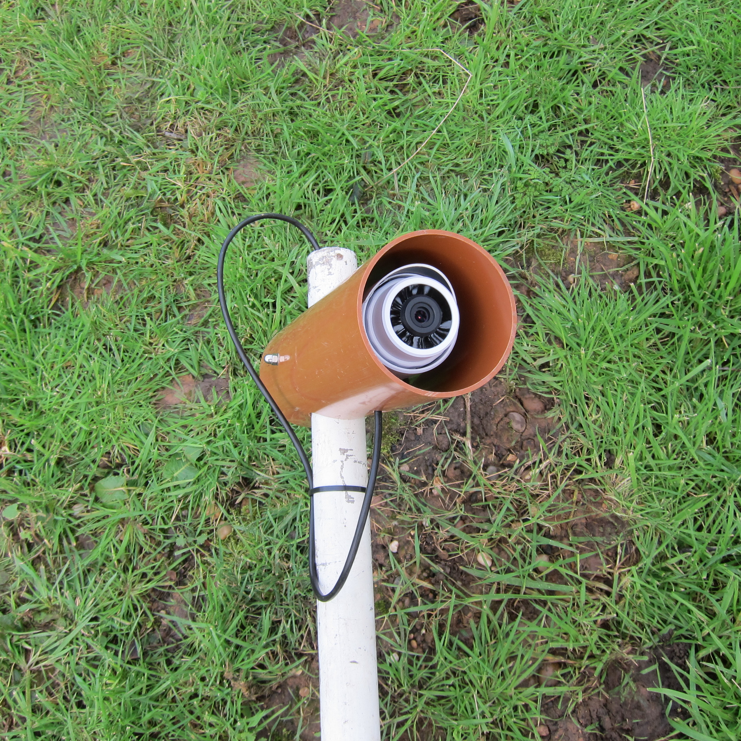 UniFi Video Camera fitted to pole, protected by drain pipe