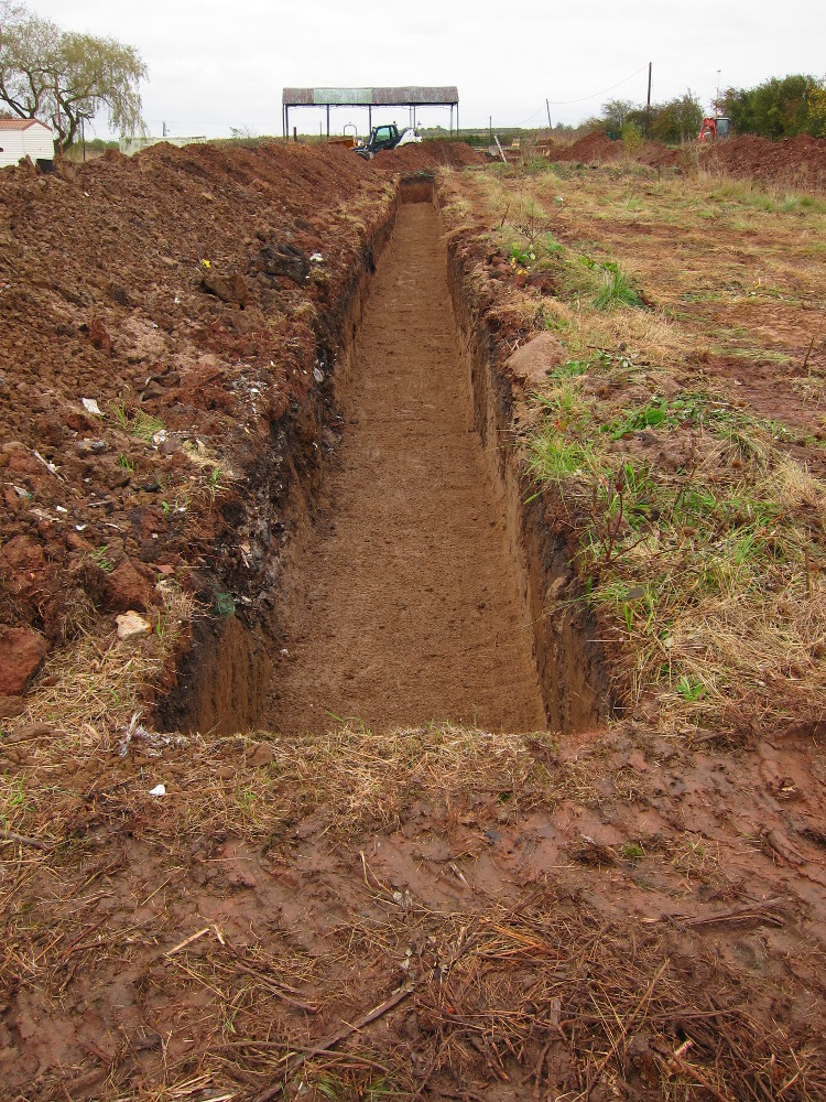 Northern GSHP trench ready for installation of collector pipework