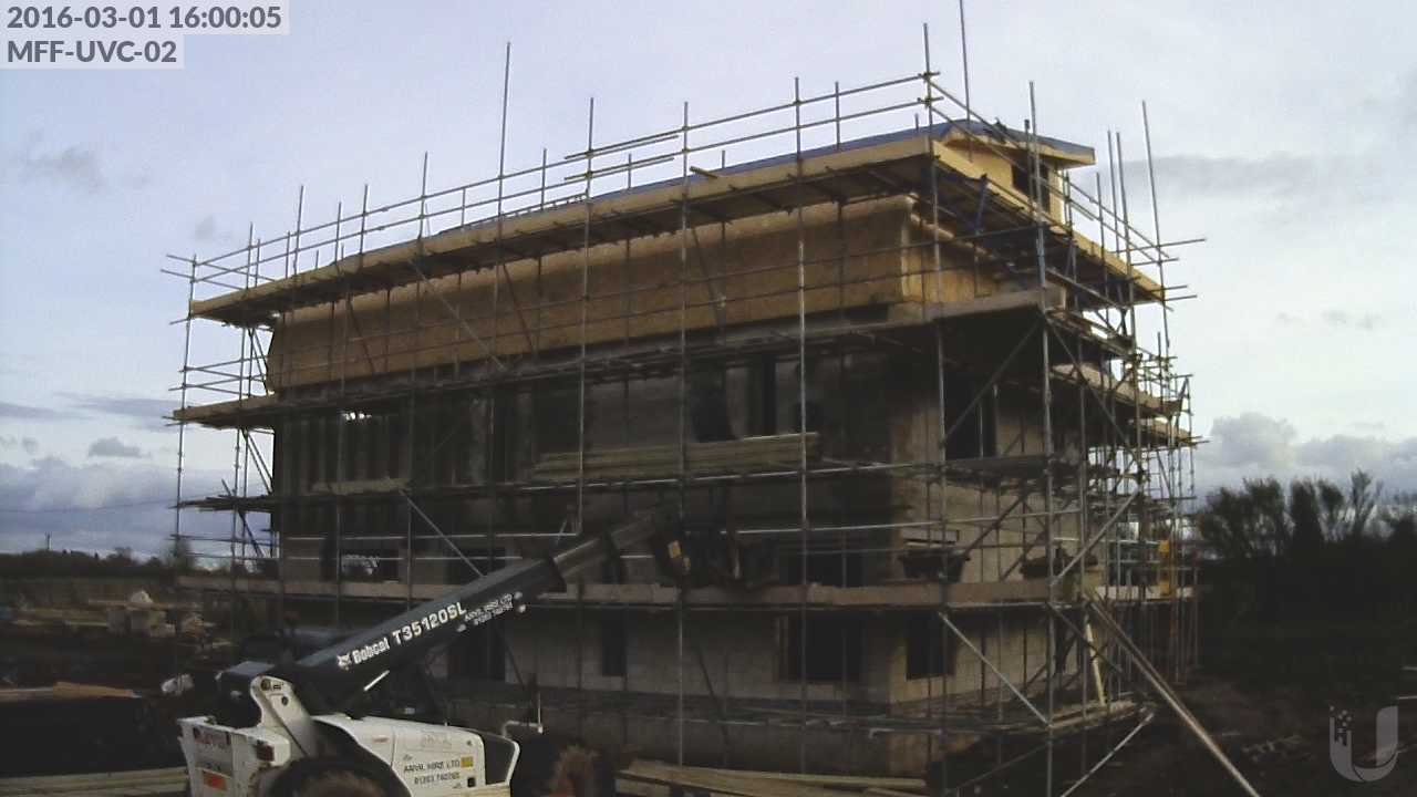 Starting to install the "roof" structure on the north elevation of the first floor