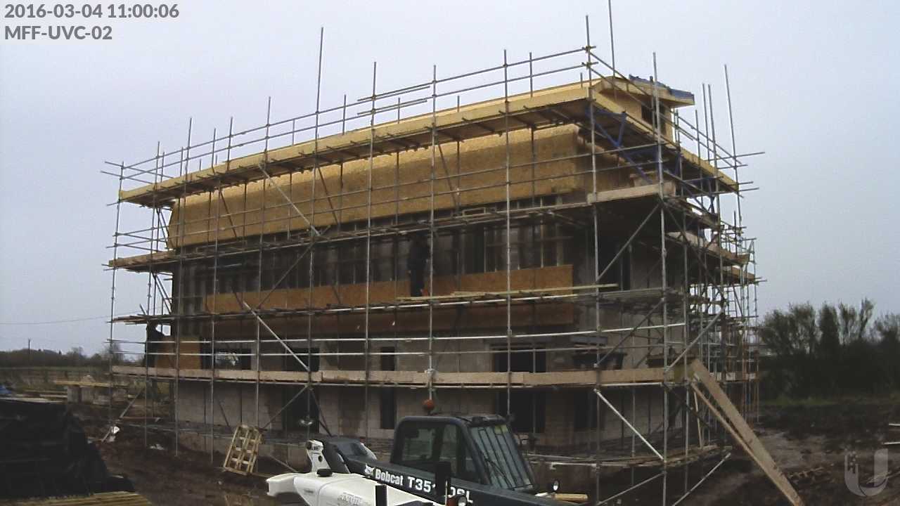 Boarding the "roof" on the north elevation of the first floor