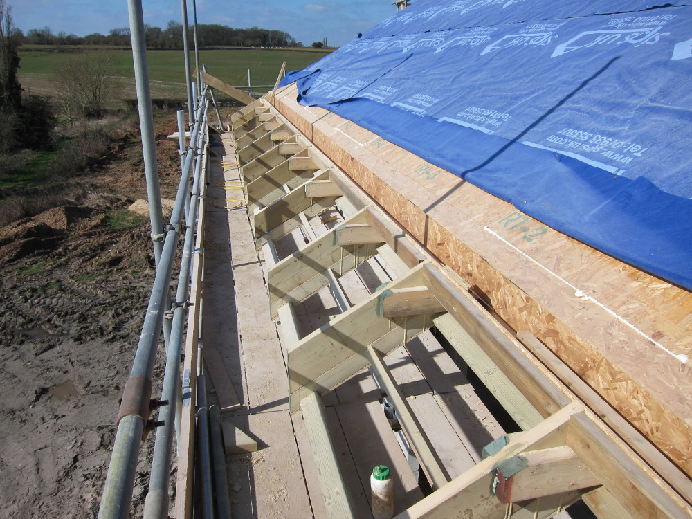 Support structure for the concealed gutter on the south roof