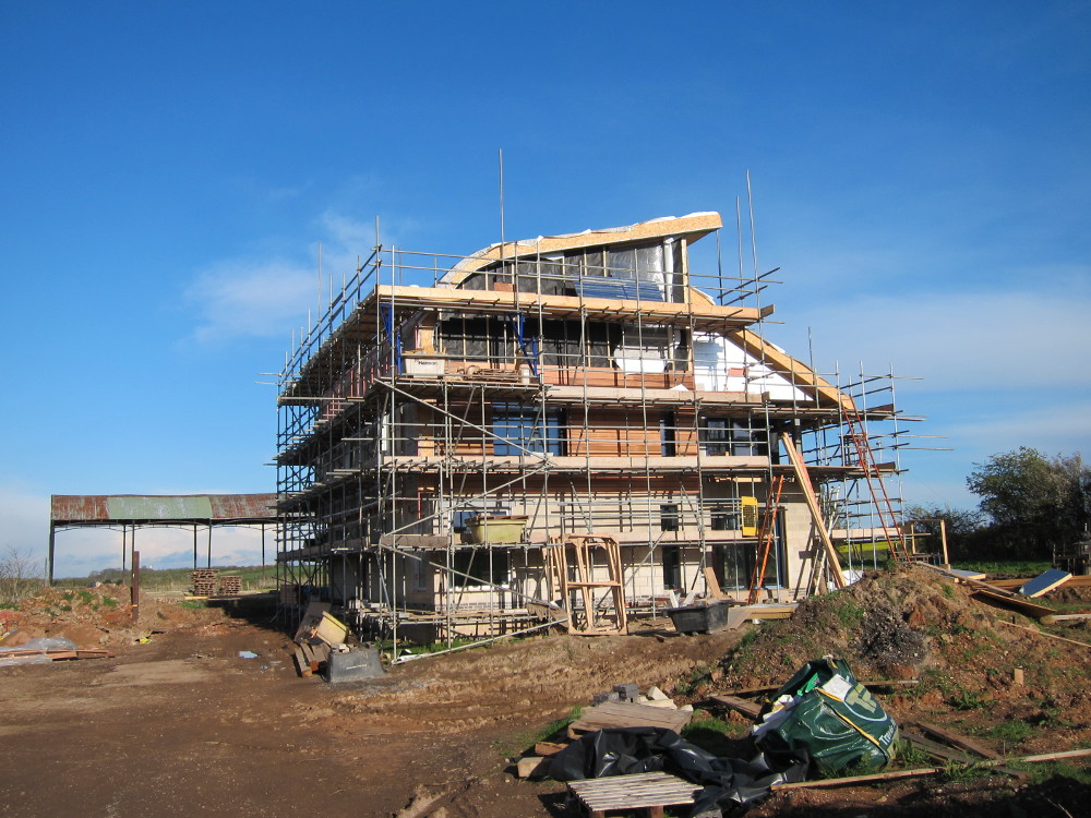 First section of cedar cladding installed