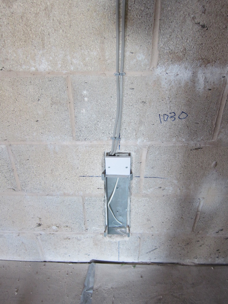 Galvanized steel back-box for DRACO plaster wall light, with electrical connection box above