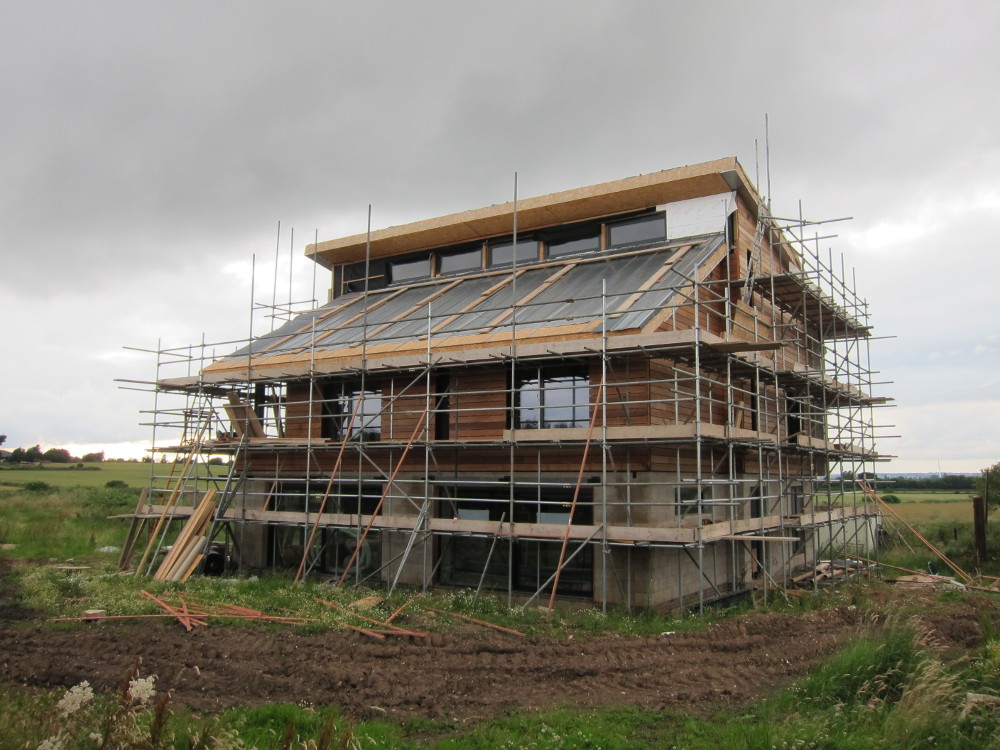 No further zinc installed on the south roof but preparation for the cedar cladding around the clerestory windows