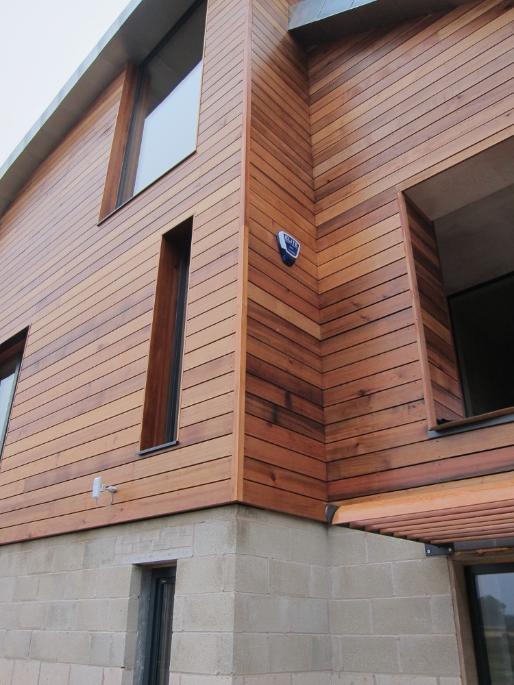 Intruder alarm box on the west elevation