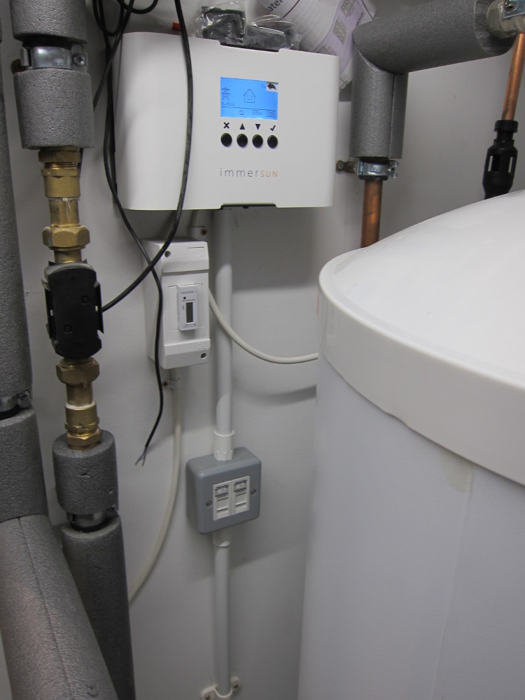 ImmerSun Solar PV diverter connected to the immersion heater