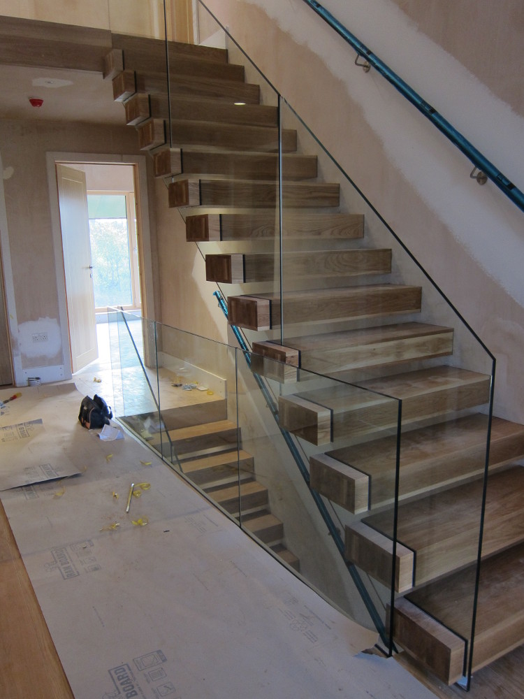 Completed end-caps on first-to-second floor staircase